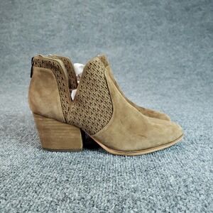 Vince Camuto Boots Womens‎ Size 7 Brown Suede Ankle Booties Block Heel Zip